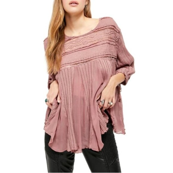 Free People Penny Lane Tunic Top In Cactus Flower SZ S/P Boho Festival Romantic - Picture 1 of 10